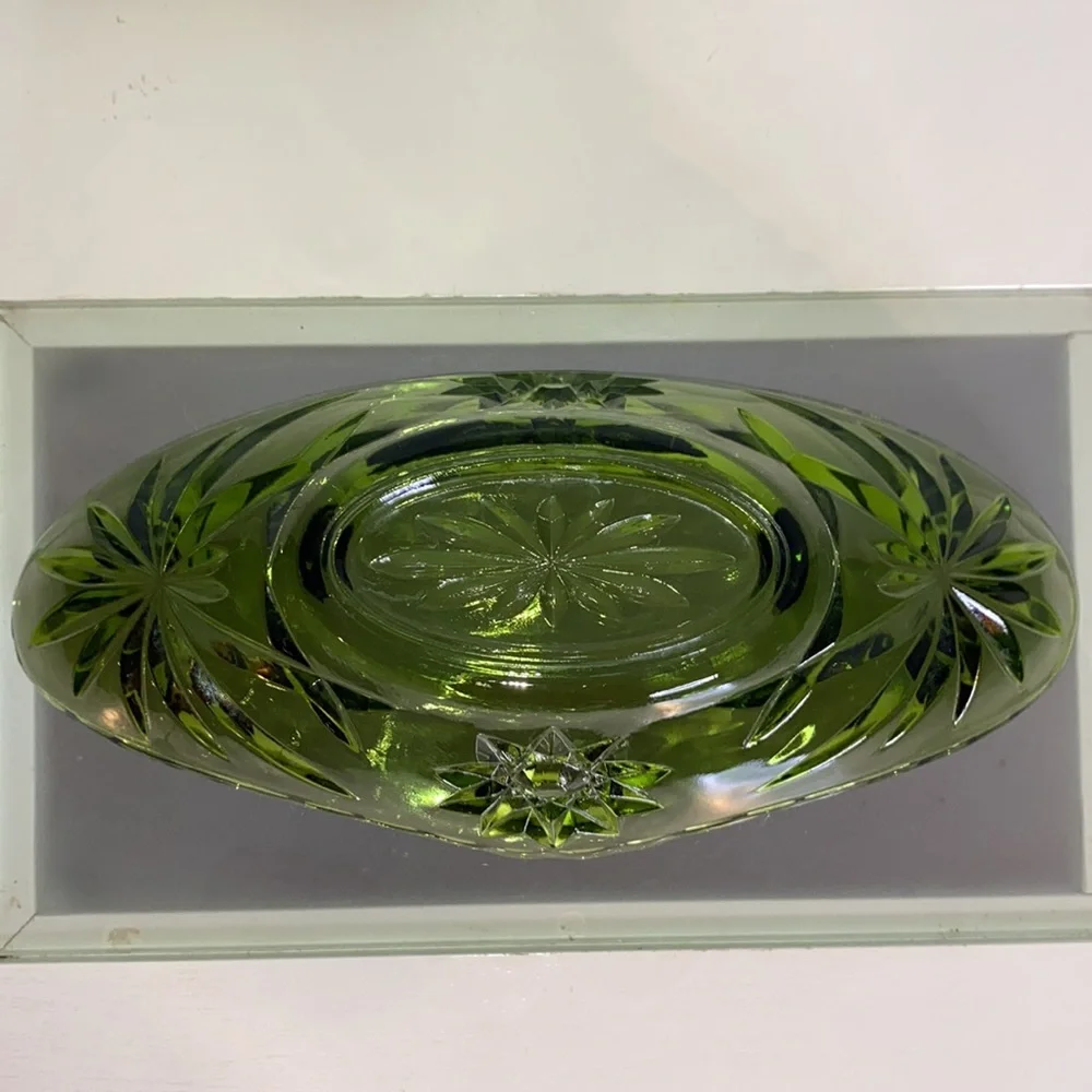 Emerald Green Anchor Hocking Star Of David Catchall 1960’s Decorative Candy Dish